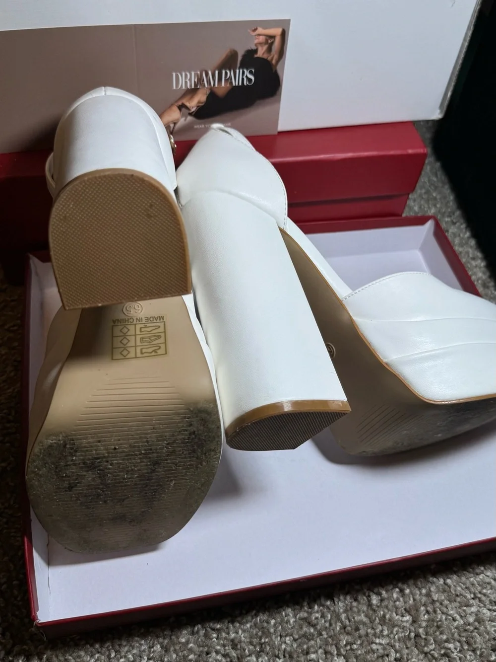 Dream Pairs White Platform Mary Jane Block Heels